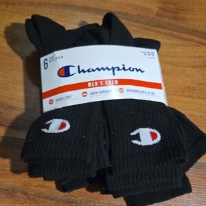 Champion Men's Black Crew Athletic Socks